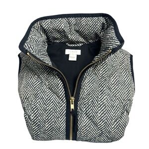 J.Crew Women's Herringbone Excursion‎ Down Vest XS - Black/Tan, Size XS
